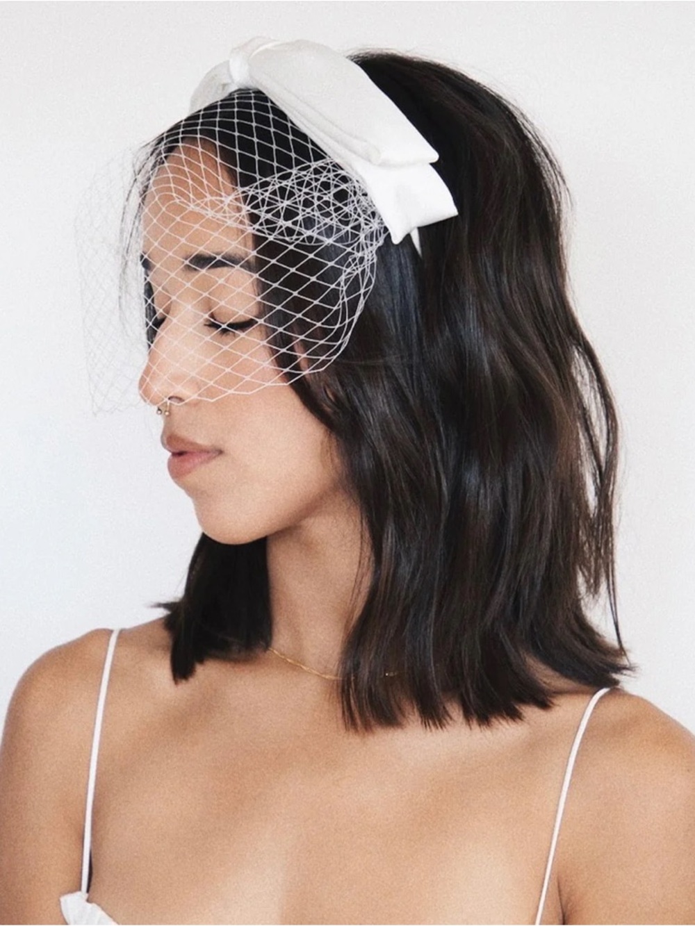 New Kristin Ess Veil Lace White Headband